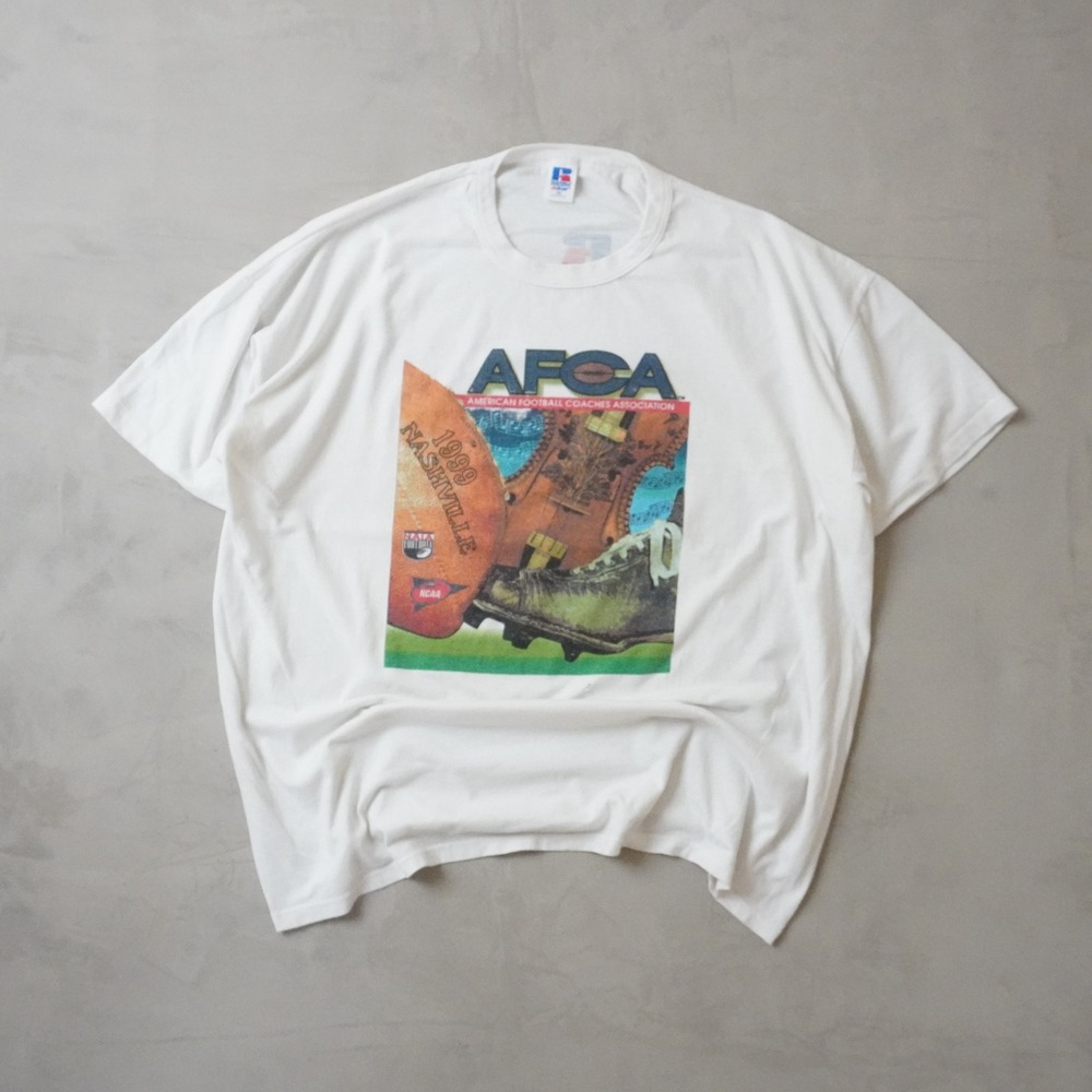 Vintage Russell Athletic AFCA Football Coaches T-Shirt White XL Made in USA 90s